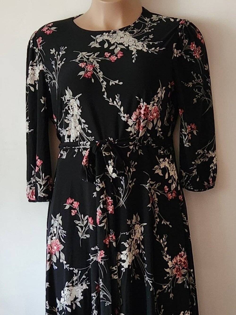 Lauren Ralph Lauren dress sz 16 black floral VGUC